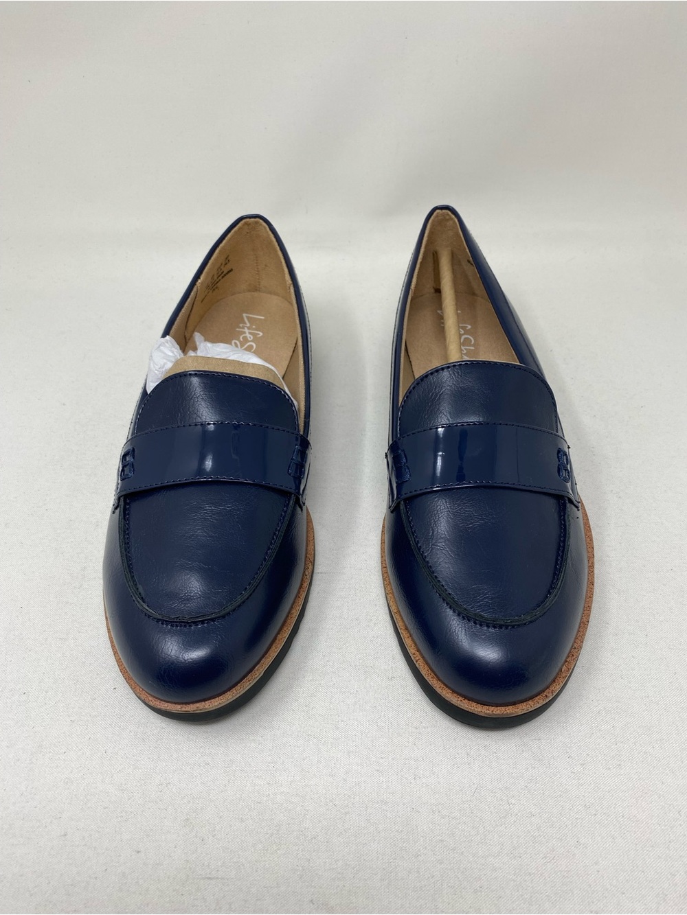Life Stride Athena Navy Leather Penny Loafers Size 7.5 M - Picture 5 of 6
